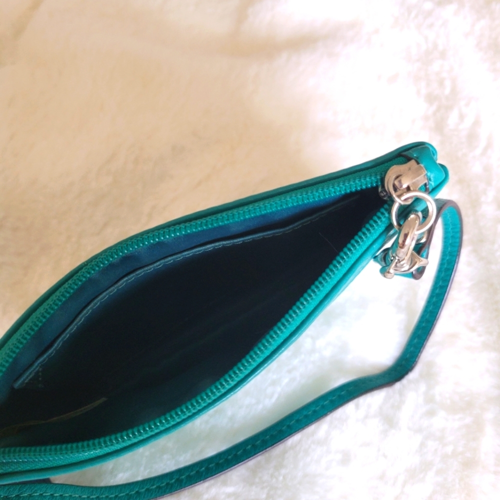 Coach Leather Turquoise Wristlet - Picture 3 of 4
